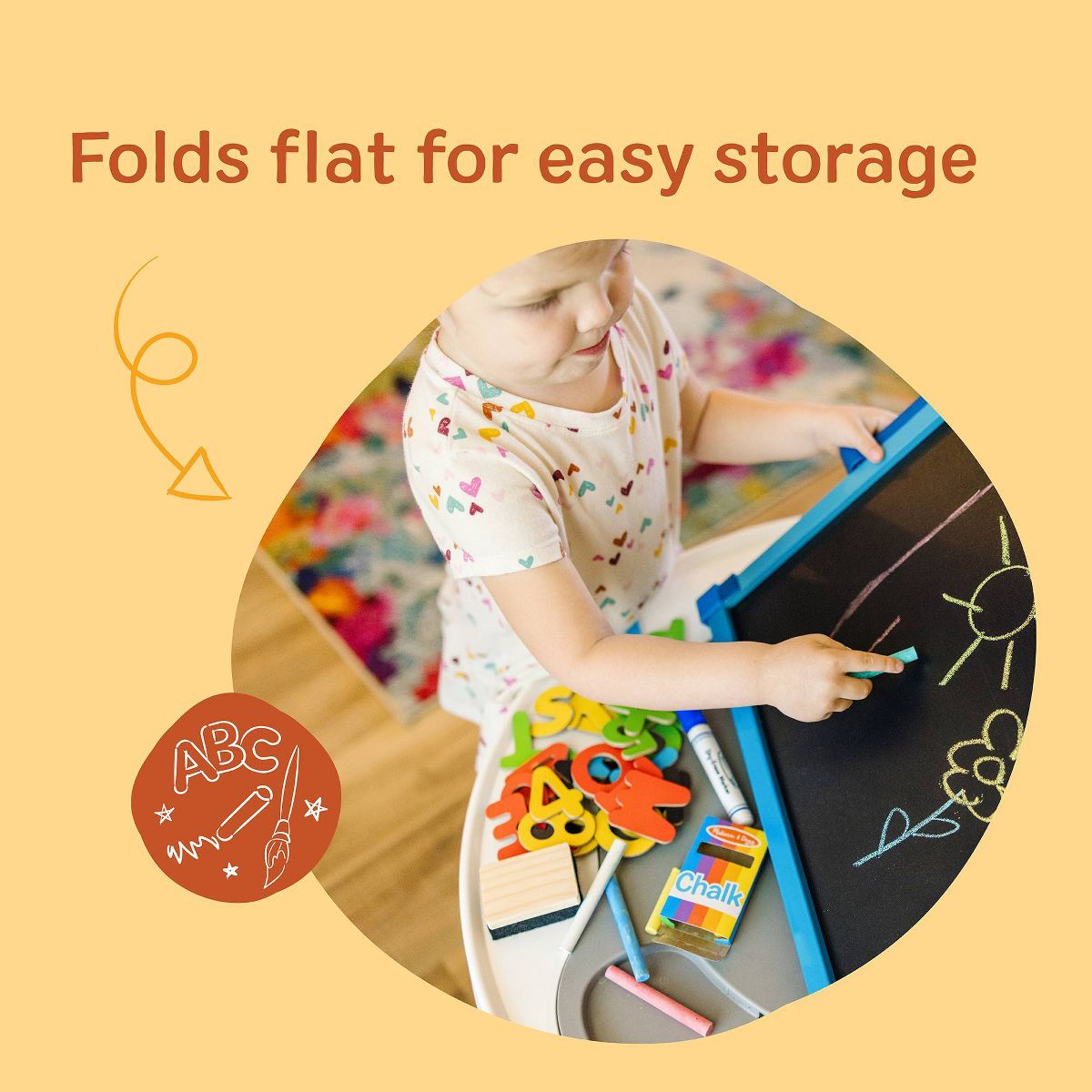 Melissa & Doug Double-Sided Magnetic Tabletop Art Easel - Dry-Erase Board and Chalkboard: Foldable Plastic Activity Surface - thumbnail 5