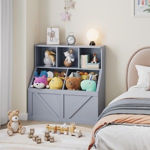 Toy Storage Organizer and Kids Bookshelf, Toddler Toy Storage Cabinet with Toy Shelf - 1 of 4