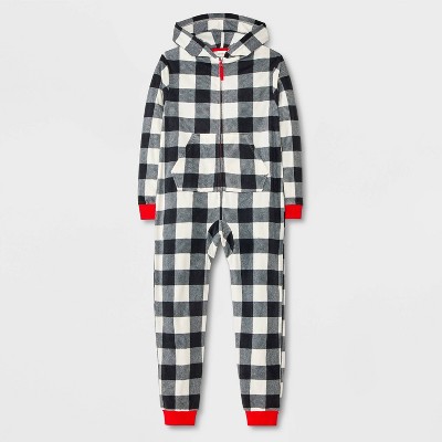 Boys' Buffalo Check Long Sleeve Union Suit - Cat & Jack™ Black/White S