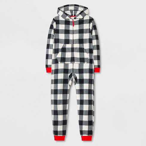 Boys' Buffalo Check Long Sleeve Union Suit - Cat & Jack™ Black/White - image 1 of 4