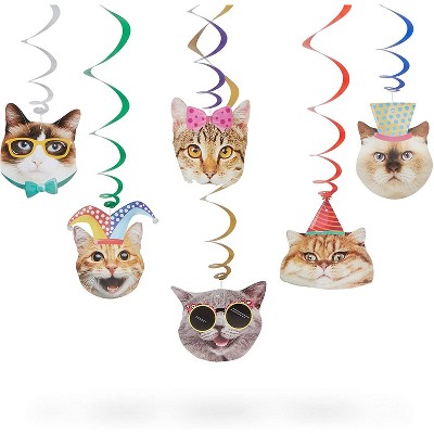 Blue Panda 36-Piece Cats Hanging Swirl Ceiling 6-inch Birthday Party Streamer Decorations Supplies, 6 Patterns