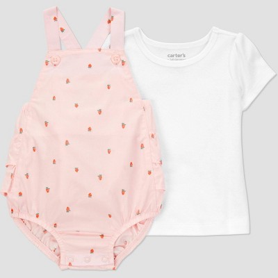 Carter's Just One You® Baby Girls' Strawberries Bubble Overalls Set - Pink/White