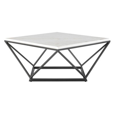 Conner White Marble and Black Metal 2-Piece Table Set