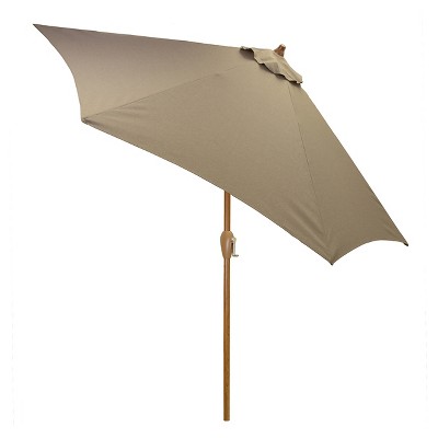 9' Round Umbrella - Taupe - Wood Pole - Threshold™