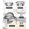 Roll Top Chafing Dish Buffet Set, 6 Qt Stainless Steel Chafer with 1 Full Size Pan, Round Catering Food Warmer Server with Lid Water Pan Fuel Holder - 4 of 4