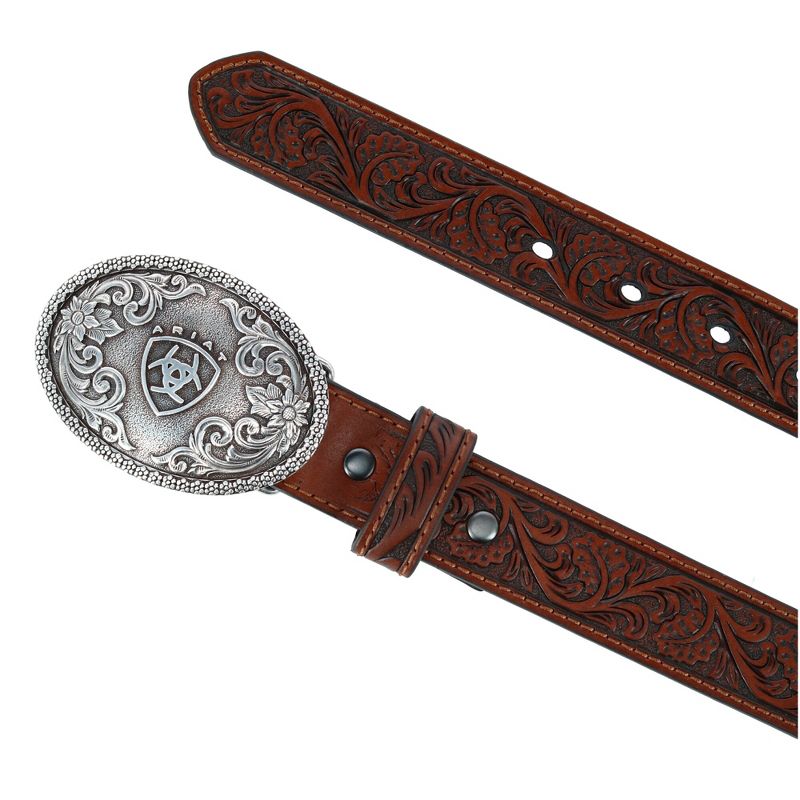 Ariat Boy's Tooled Western Belt with Removable Buckle, 2 of 4