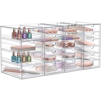 Sorbus 20 Drawers Acrylic Organizer for Makeup, Organization and Storage, Art Supplies, Jewelry, Stationary - 4 Pcs Clear Stackable Storage Drawers