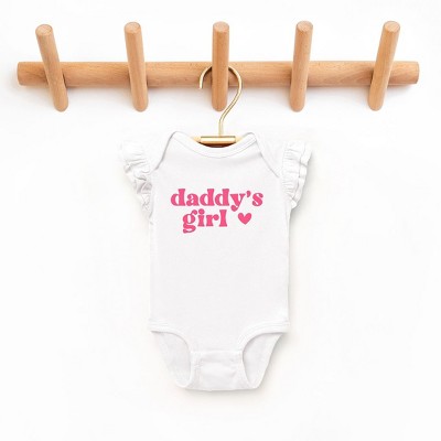 The Juniper Shop Daddy's Girl Heart Baby Flutter Sleeve Bodysuit