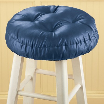 Navy Foam-Padded Leather-Look Barstool Seat Cover Cushion
