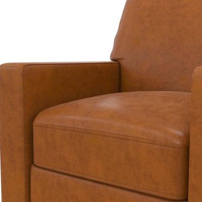 Camel Faux Leather and Velvet Pushback Recliner Accent Chair