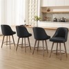 Bekrvio 26'' Counter Height Swivel Bar Stools Set of 4 —Backs and Wood Legs,Linen Fabric/PU Leather Upholstered Barstools for Kitchen Island - 4 of 4