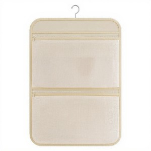 Anna-Kaci Women's Hanging Organizer with Dual Zippered Compartments Space-Saving Storage Design for Closets Bathrooms - Light Beige - 1 of 4