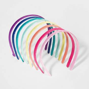12 Colors Sparkle Plastic Headbands For Girls,Glitter 2 cm Thin Head Bands  No Slip Fashion Girls Hard Toddler Hairbands 