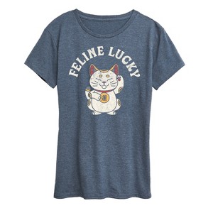 Women's - Instant Message - Feline Lucky Short Sleeve Graphic T-Shirt - 1 of 4