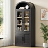 Arched Bookcase with Doors, 6-Tier Modern Farmhouse Wooden Storage Cabinet with Glass Doors, Living Room Kitchen Office Tall Bookshelf - 3 of 4