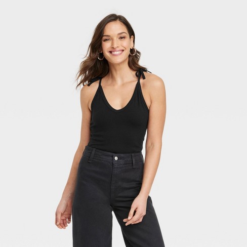 Women's Tie Bodysuit - Universal Thread™ Black S : Target