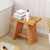 Costway 19.5" Teak Shower Bench Waterproof Spa Bath Stool with Curved Seat for Bathroom - 2 of 4