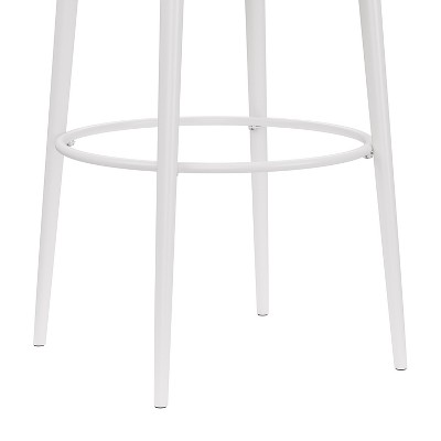 Aubrie Swivel Backless Counter Stool in Off-White and Silver