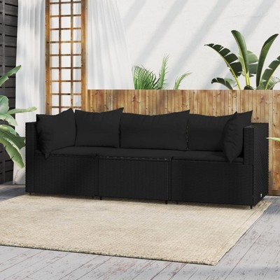 VidaXL 2 Piece Patio Lounge Set with Cushions Poly Rattan Gray