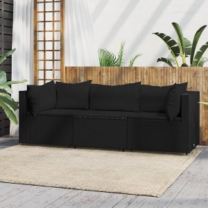 VidaXL 2 Piece Patio Lounge Set with Cushions Poly Rattan Gray - 1 of 4