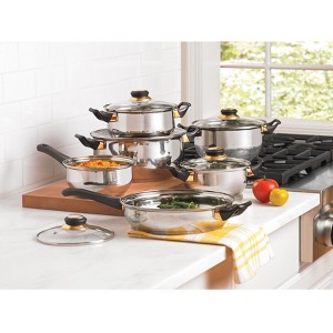 BrylaneHome 12 Piece Mirror Polish Stainless Steel Cookware Set With Bakelite Handles - 1 of 1