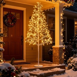 Costway 6 FT Lighted Birch Tree with 320 White Light LED Lights Weighted Base for Christmas - 1 of 4
