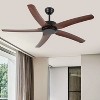 Wanze of Ocean 52 in. Black Remote&Wall Control Modern Noiseless Solid Wood Light Color Blade Downrod Mount Ceiling Fan with 2 Downrods - 2 of 4