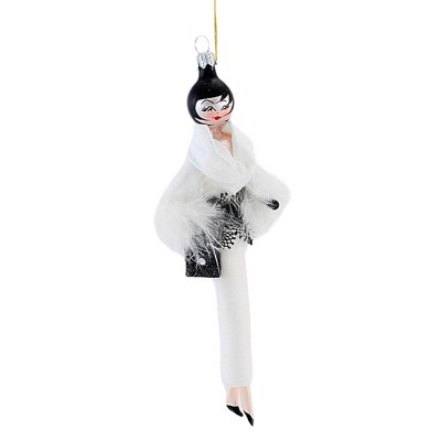 Italian Ornaments 7.0 Inch Miranda In White Lace Black Dress Fashionista Elegance Tree Ornaments