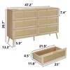 Kumasinova 6-Drawer Dresser with 2 Columns,Rattan Chest of Drawers,Modern Storage Dresser for Bedroom and Entryway,Legged Dressers,Oak - 3 of 4