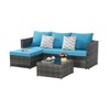 2 Piece Outdoor Woven Sectional L-Shaped Patio Furniture Set with Ottoman and Detachable Lounger Table Perfect for Backyard Poolside Conversation - 2 of 4