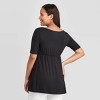 Materntiy Elbow Sleeve Deep V-Neck Nursing Maternity Top - Isabel Maternity by Ingrid & Isabel™ Black - 2 of 3