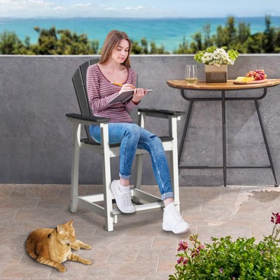 Maggift Patio Accent Chairs, Outdoor Tall Adirondack Chair with High Back, Widened Arms for Backyard, Garden, Yard, Gray, 27.95"*24"*45"