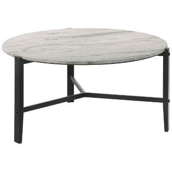 Tandi Round Coffee Table with Faux Marble Top White/Black - Coaster
