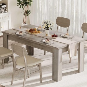 63in Width Rectangular Dining Table for 4-6 People, Wooden Farmhouse Rustic Kitchen Table for Apartment, Dining Room, Small Space - 1 of 4