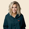 Dalix Pixel Heart Embroidered Fleece Cropped Hoodie Cold Fall Winter Women - 3 of 4