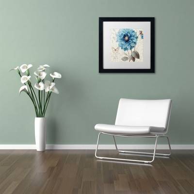 11x11 Blue Floral Art Print in Black Frame