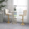 Costway Set of 2 Bar Chairs Dutch Velvet Bar Stool with Footrest Metal Base Anti-Slip Ring Pink/Beige/Grey - 2 of 4