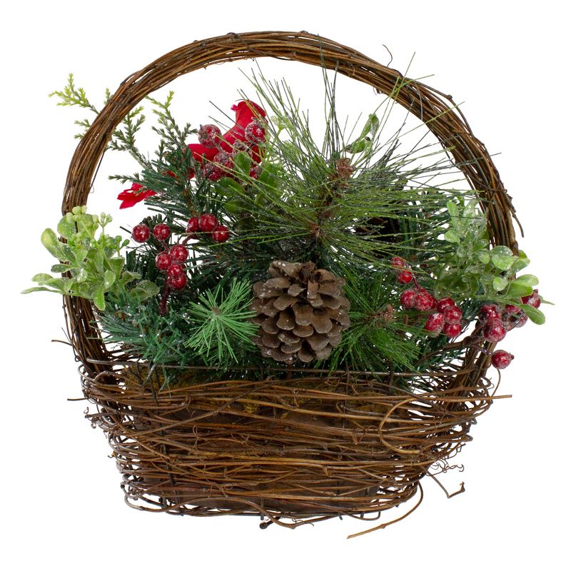 Northlight 12" Red Cardinal with Winter Foliage Twig Basket Christmas Decoration, 2 of 6