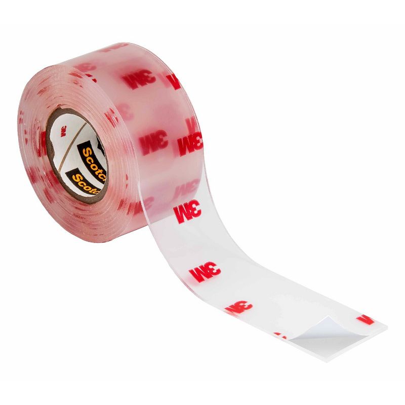 Scotch Double-Sided Mounting Tape Industrial Strength 1" x 60" Clear/Red Liner 410P, 2 of 9