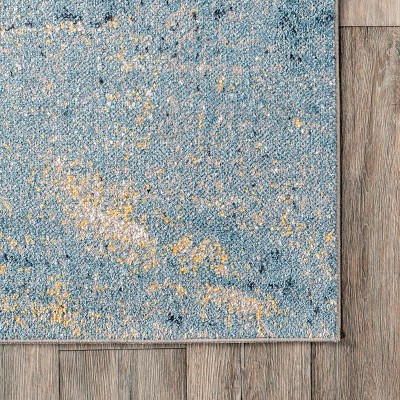 Blue Abstract Washable Stain-Resistant Rectangular Area Rug