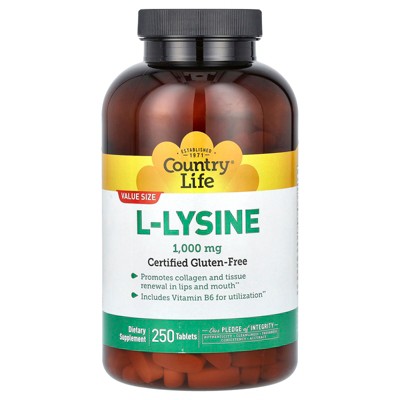 Country Life L-Lysine, 1,000 mg, 250 Tablets