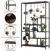 71" Tall 5-Tier Plant Stand with Hanging Hooks, Large Metal & Wood Indoor Plant Shelf for Living Room, Balcony, Garden - 3 of 4