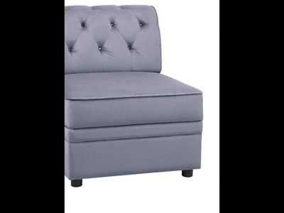 Gray Velvet Armless Slipper Accent Chair