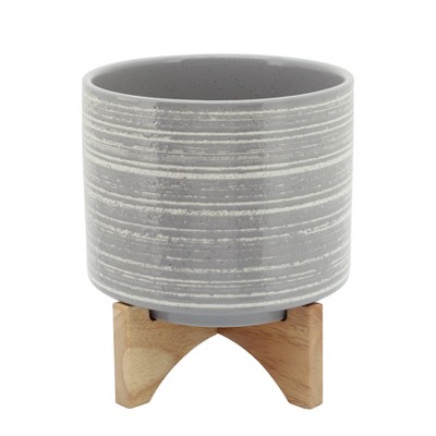 Sagebrook Home 9.25" Ceramic Planter on Stand Gray