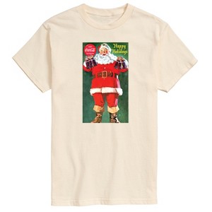 Men's - Coca Cola - Vintage Santa With Coca Cola Bottles Short Sleeve Graphic T-Shirt - 1 of 4