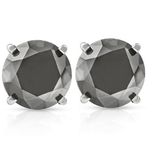 Pompeii3 3 TCW 14k White Gold Round Black Diamond Stud Earrings - 1 of 3