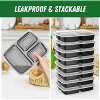 50-Pack 32oz 3-Compartment Meal Prep Containers, Reusable, Leakproof, Black - 4 of 4
