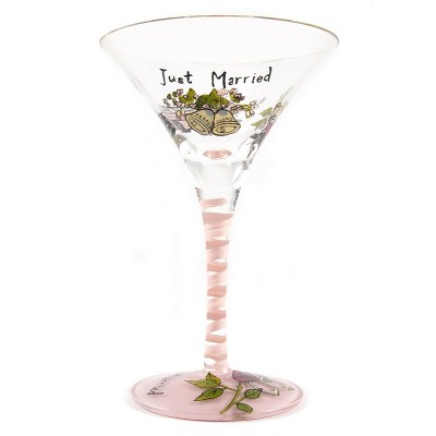 Home Essentials Hand Painted Just Married 5 Ounce Martini Glasses, Set of 2