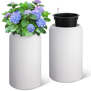 14/21/29” Tall Planters Set of 2 Self Watering Pots for Indoor and Outdoor Plants, Flower Pots for Living Room, Bedroom Office, Patio, Porch, Garden - 1 of 4