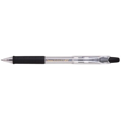 Pentel R.S.V.P. RT Refillable Retractable Ballpoint Pen, 1.0 mm Medium Tip, Black Ink, Clear Barrel, pk of 12